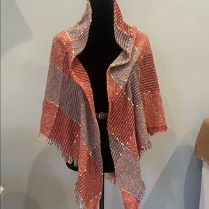 Stylish Plaid Women's Shaw - light purple and rust